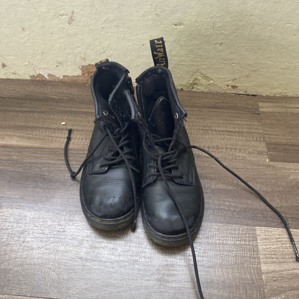 Doc Dr Martens 1460 Combat Boots Black Youth Kids US Size US 10 Lace Up Zipper